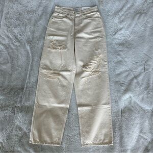 BDG High-Waisted Beige Distressed Baggy Jeans